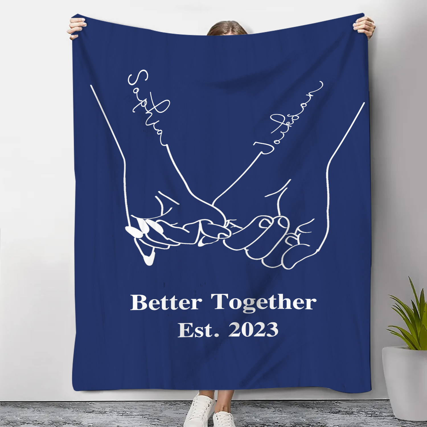 Personalised Couple Blanket Customised 2 Names & Date Blanket Pinky Swear Valentine's Day Anniversary Gift for Couples-Jessemade AU