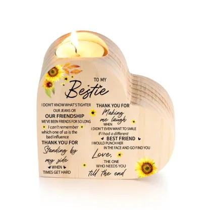To My Bestie Heart Candle Holder Thank you for making me laugh Wooden Candlestick-Jessemade AU