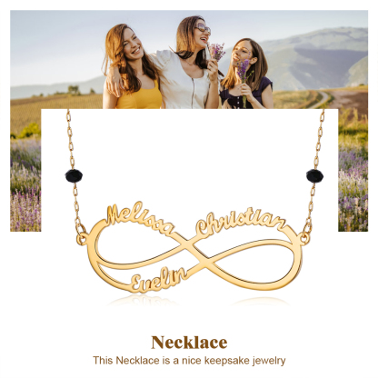 Personalised Infinity Necklace Custom 3 Names Necklace Gift For Women-Jessemade AU