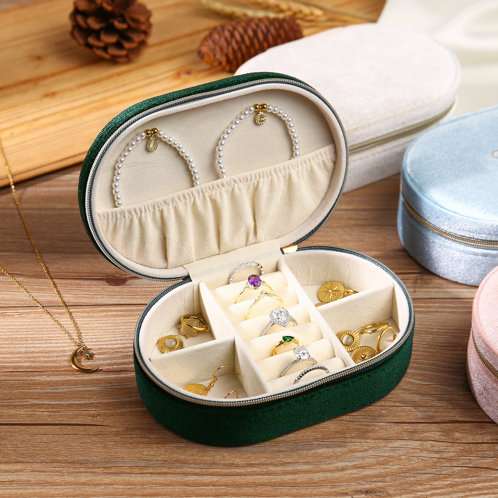 Personalised Name Jewelry Storage Box Zipper Custom Travel Jewelry Box Gifts for Ladies Girls-Jessemade AU