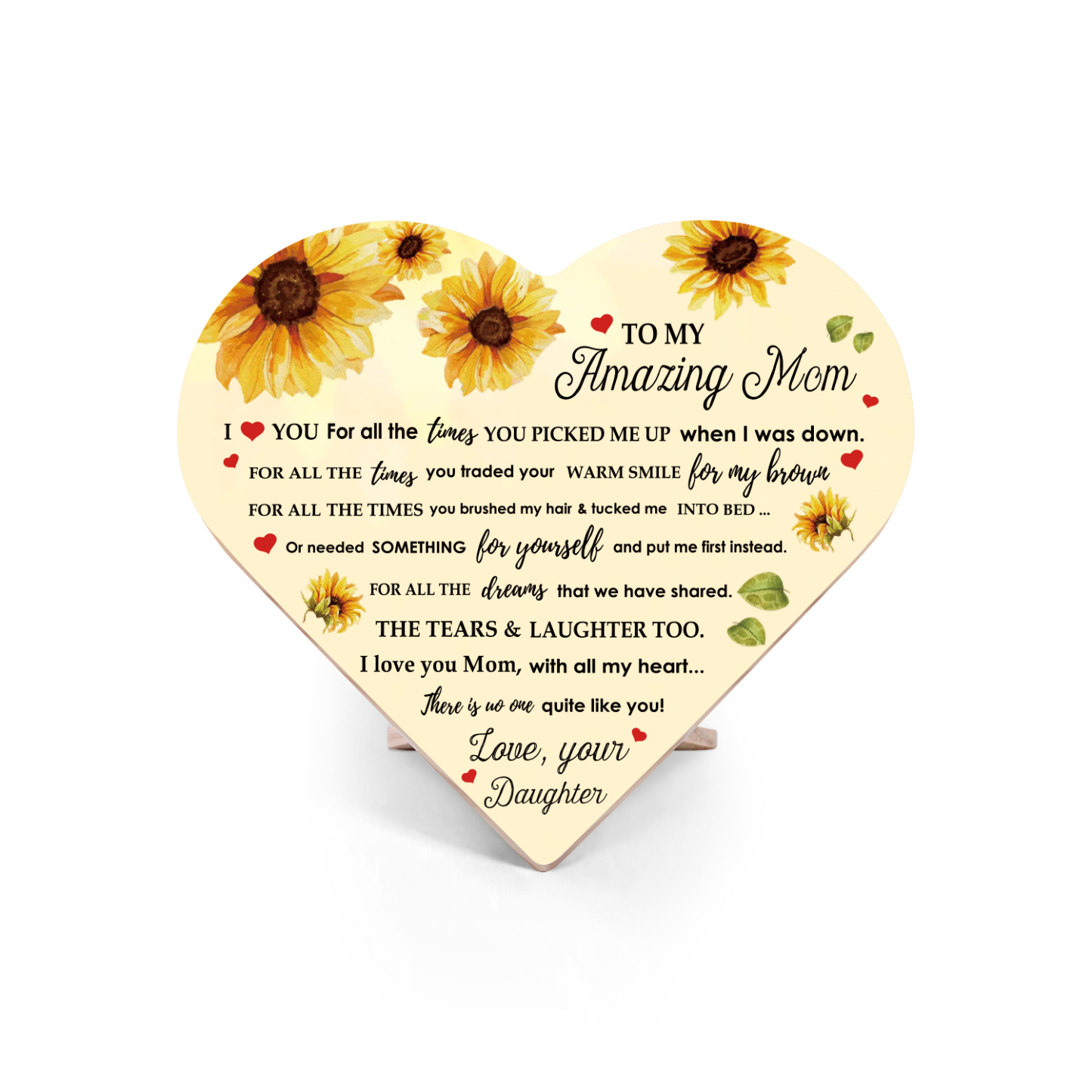 To My Amazing Mom I ❤️ U Wooden Flowers Heart Keepsake Desktop Ornament Mothers Gifts-Jessemade AU