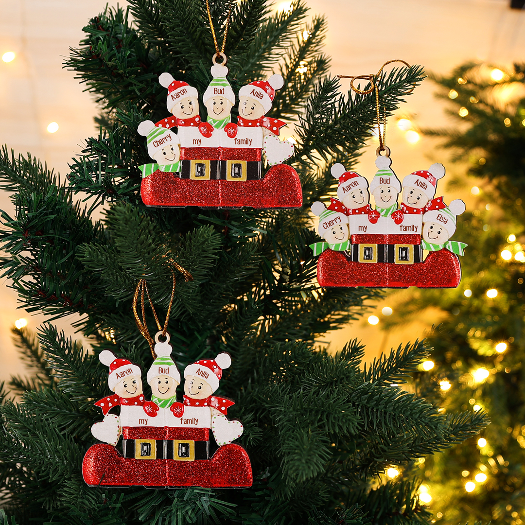 6 Names - Custom Text & Name Xmas Pendant Personalised Wooden Christmas Ornaments Gifts for Family-Jessemade AU