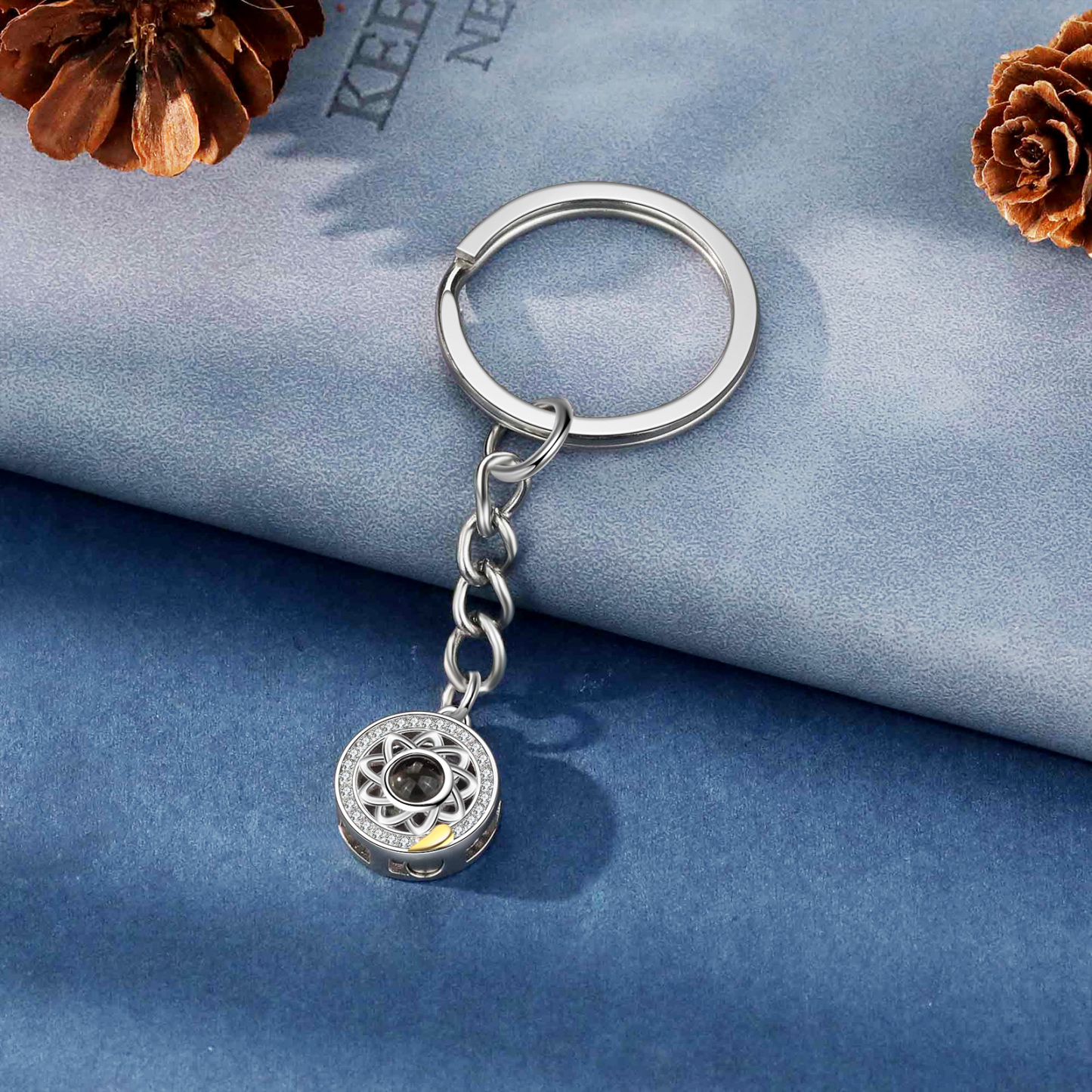 Photo Projection Keychain Customised Photo Coloured Stone Keychain Creative Gift for Couples-Jessemade AU