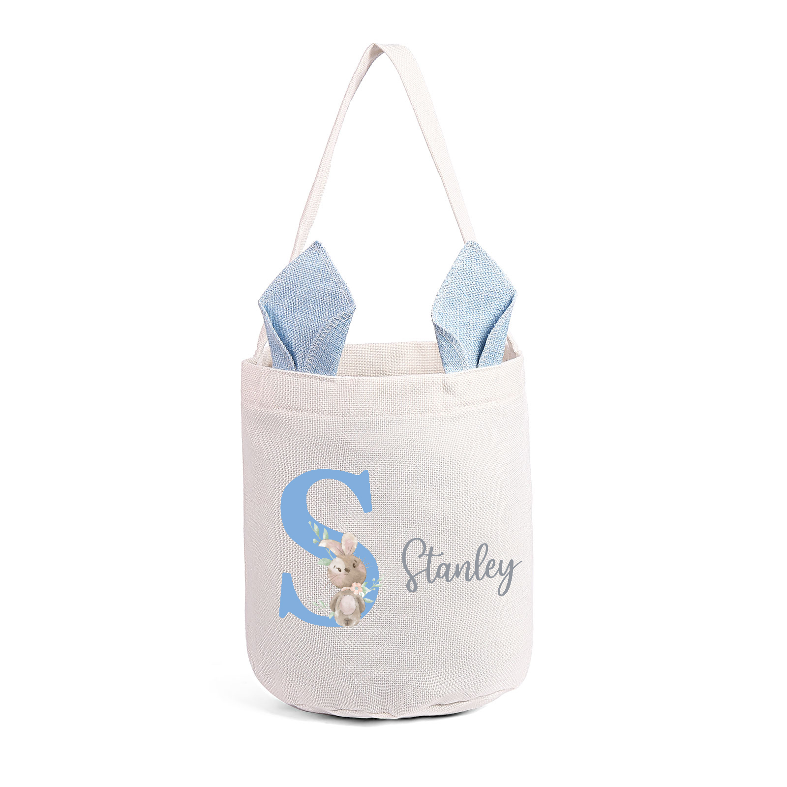 Personalised Bunny Tote Bag Custom Name & Letter Bunny Bucket Bag Easter Gifts for Kids-Jessemade AU