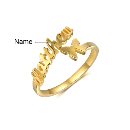Personalised Butterfly Ring Custom 1 Names Best Gift For Women-Jessemade AU
