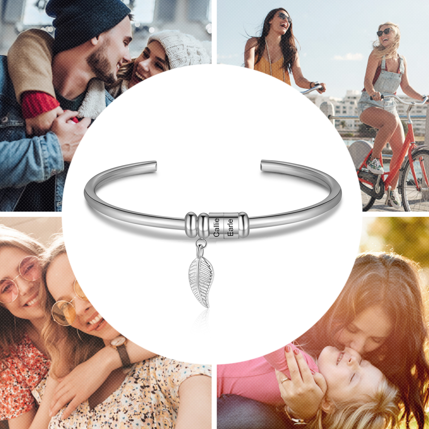 2 Beads Bracelet with a leaf-Jessemade AU