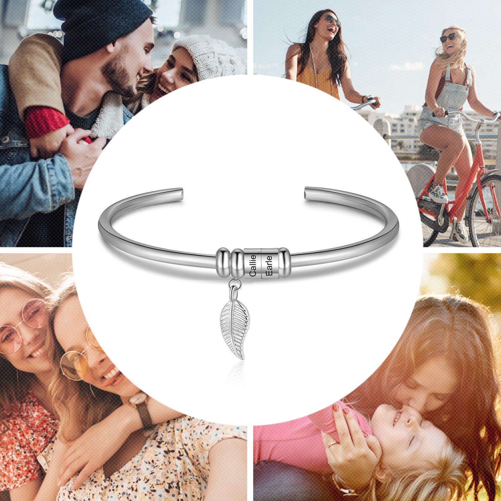 2 Beads Bracelet with a leaf-Jessemade AU