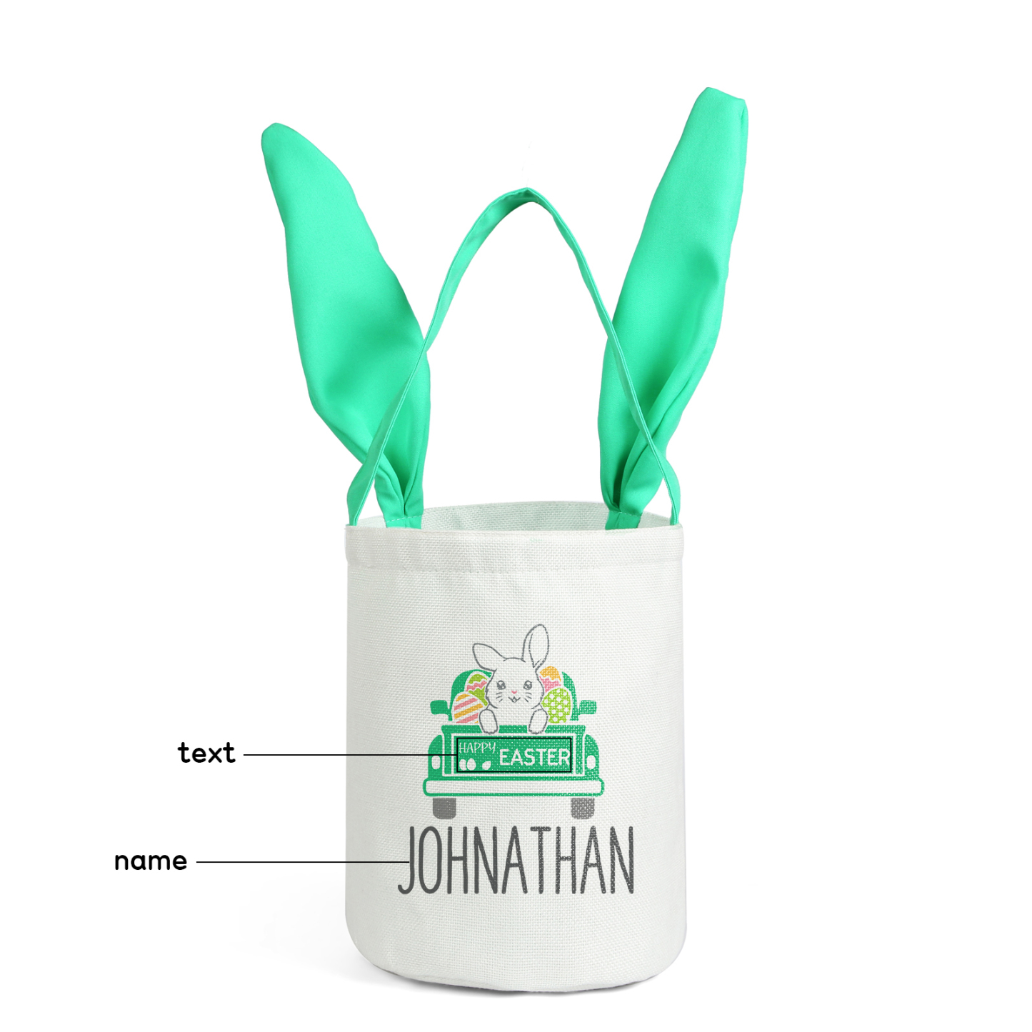 Easter Bunny Tote Bag Personalised Name & Text Bucket Bag Bunny Truck Basket Gifts For Kids-Jessemade AU