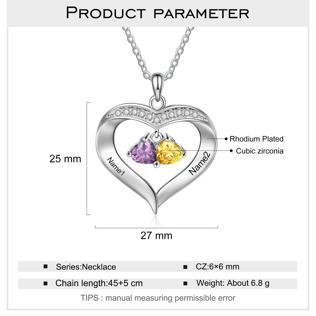 To My Granddaughter Custom Heart Necklace with Birthstones Gift-Jessemade AU