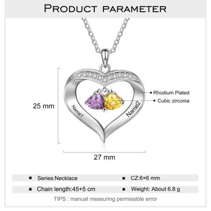 To My Granddaughter Custom Heart Necklace with Birthstones Gift-Jessemade AU