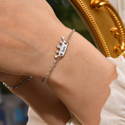 Personalised Crown Bracelet Custom Name Bracelet for her-Jessemade AU