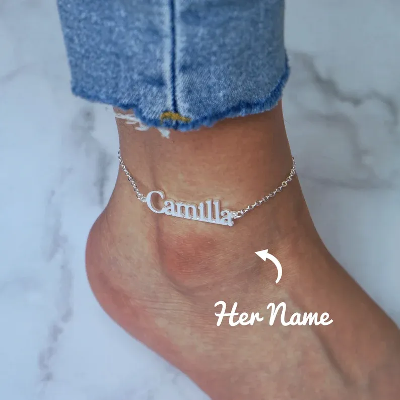 Adjustable Personalised Name Ankle Bracelet Custom 1 Name Anklet Gifts for Her-Jessemade AU