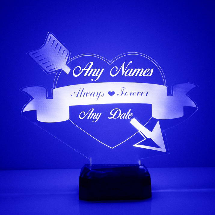 Personalised 7 Colours Changing Night Light Custom Name LED Lamp Gifts For Couple-Jessemade AU