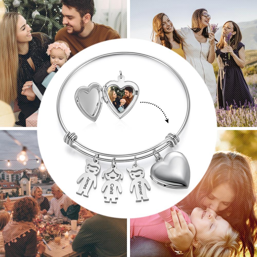Personalised Heart Photo Locket Bracelet Custom Photo Bracelet Gifts For Mother-Jessemade AU