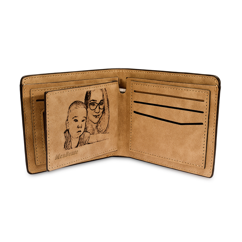 Personalised Leather Wallet Engraved Photo Short Purse Folding Wallet Gifts For Men-Jessemade AU