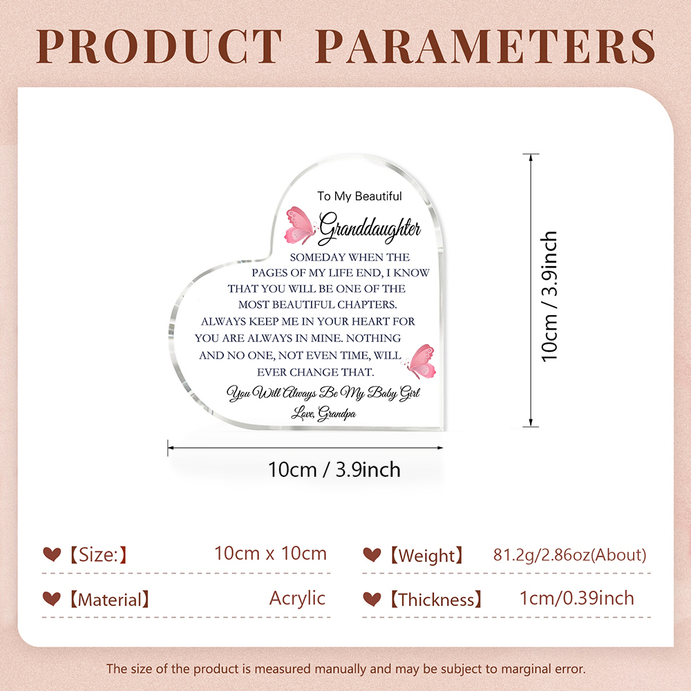 To My Grandson Acrylic Heart Keepsake To My Granddaughter Heart Ornament - You Will Always Be My Baby Girl/Boy-Jessemade AU