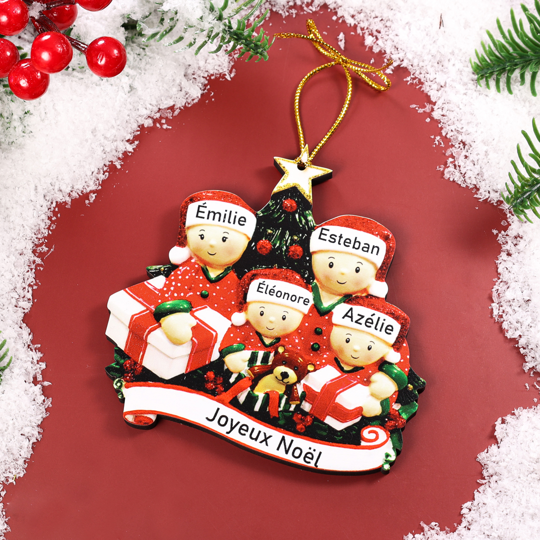 Personalised Christmas Tree Ornament Custom 4 Family Members Names Ornament-Jessemade AU