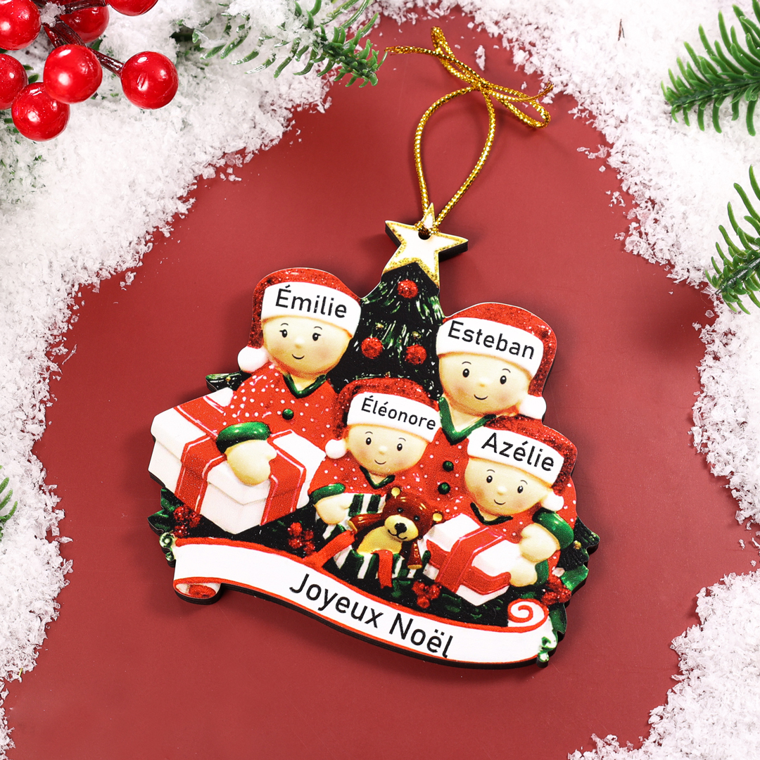 Personalised Christmas Tree Ornament Custom 4 Family Members Names Ornament-Jessemade AU