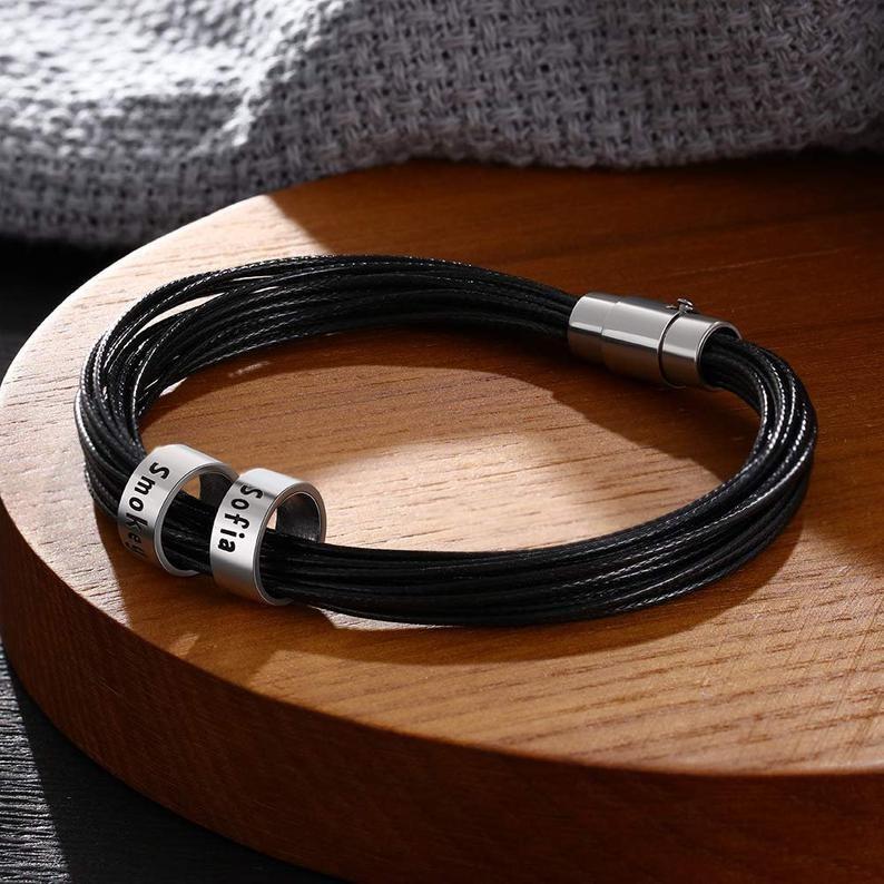 Personalised Leather Men's Bracelets Gift for Dad-Jessemade AU