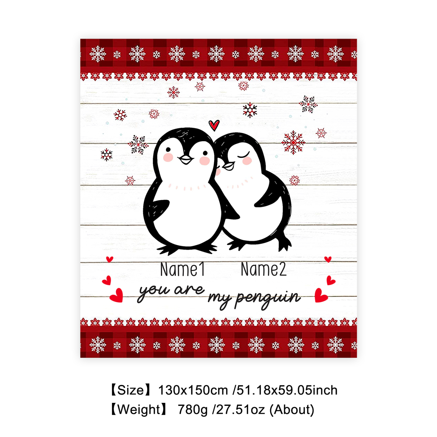Personalised Couple Penguin Blanket Custom Name You Are My Penguin Blanket-Jessemade AU