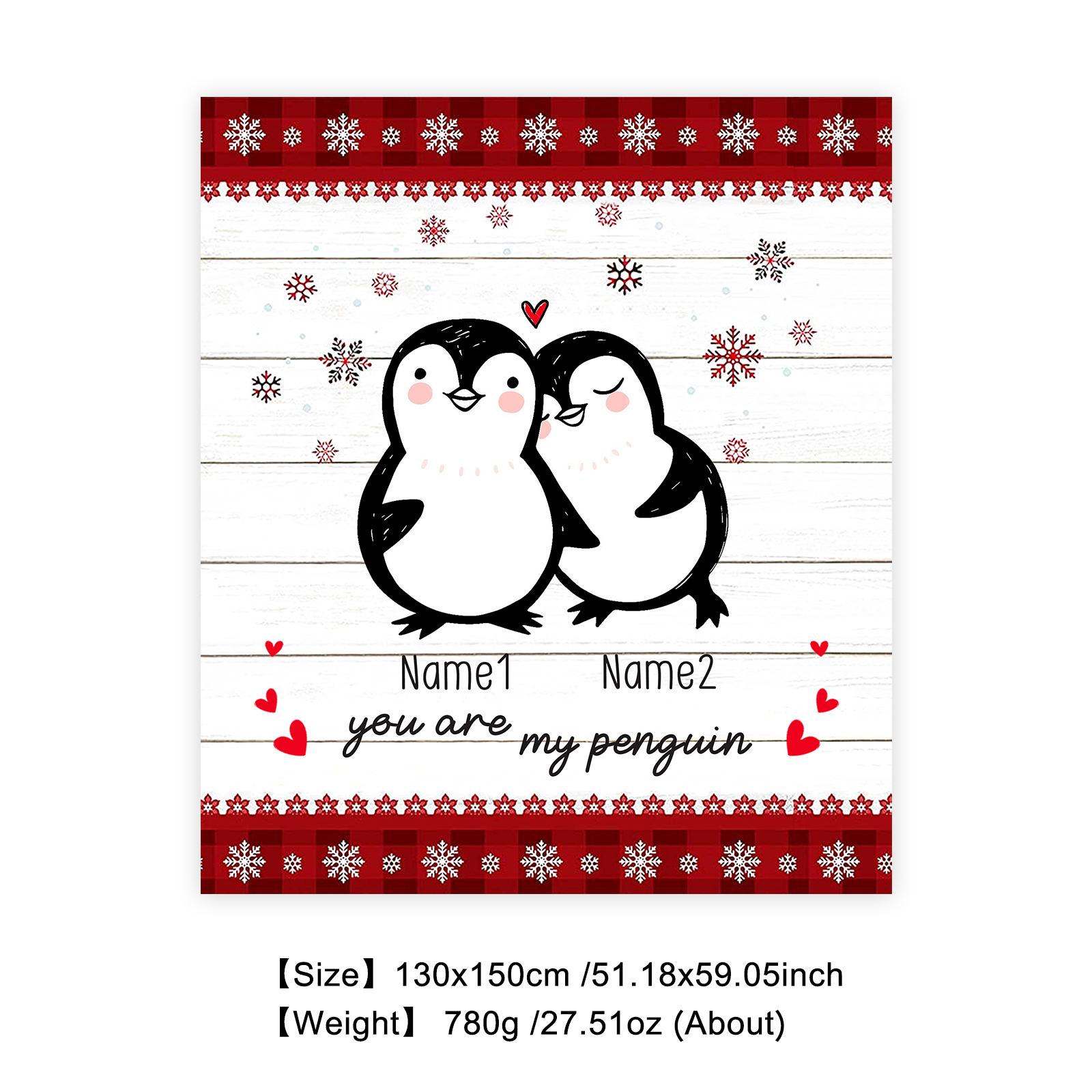 Personalised Couple Penguin Blanket Custom Name You Are My Penguin Blanket-Jessemade AU