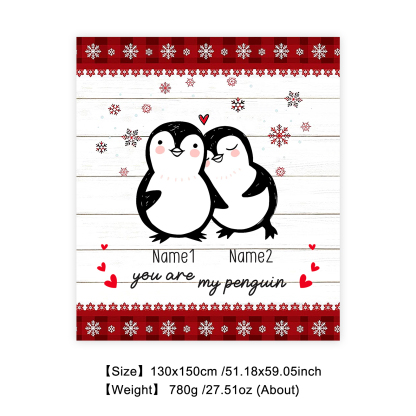 Personalised Couple Penguin Blanket Custom Name You Are My Penguin Blanket-Jessemade AU