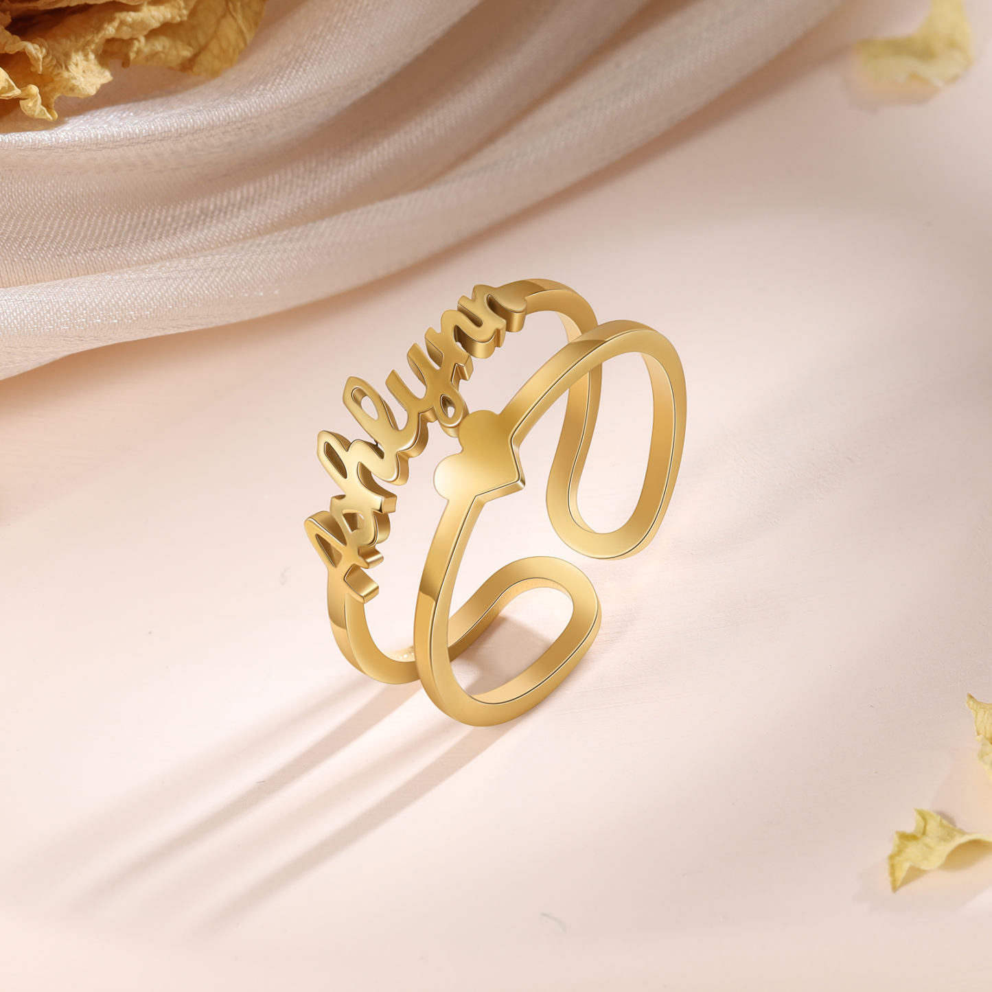 Heart Name Ring Personalised 1 Name Classic Rings for Her-Jessemade AU