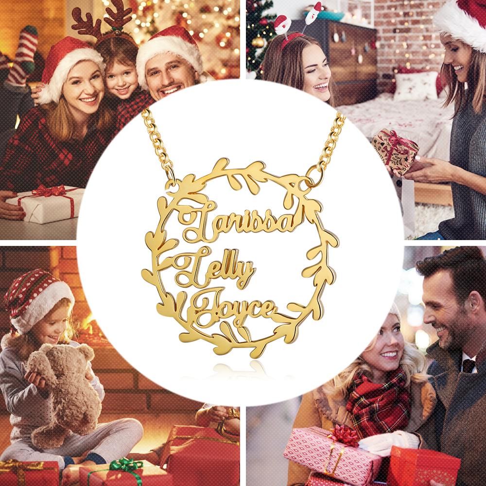 Personalised Circle Necklace Custom 3 Names Necklace Gift For Her-Jessemade AU