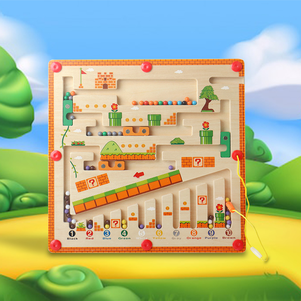 Magnet Maze Toy Number & Colour Maze Game Educational Magnetic Labyrinth Toy Funny Wooden Gift for Kids-Jessemade AU