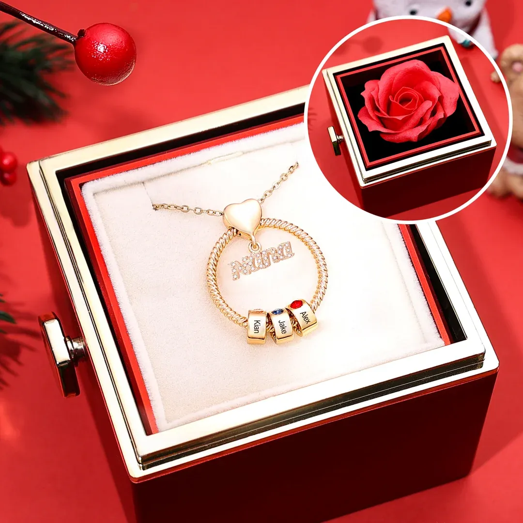 3 Names - Personalised Nana Necklace Custom Names & Birthstones Circle Pendant Necklace Gift for Grandma Nana-Jessemade AU