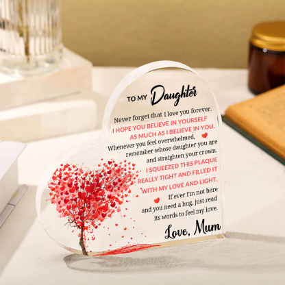 To My Daughter Acrylic Heart Keepsake Red Tree Ornament - Never Forget That I Love You Forever-Jessemade AU