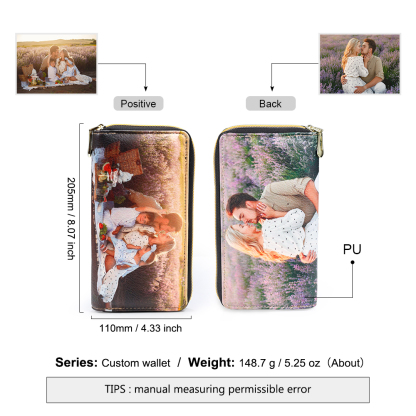 Personalised Photo Wallet Engraved Photo Long Purse Zip Wallet Gifts For Her-Jessemade AU
