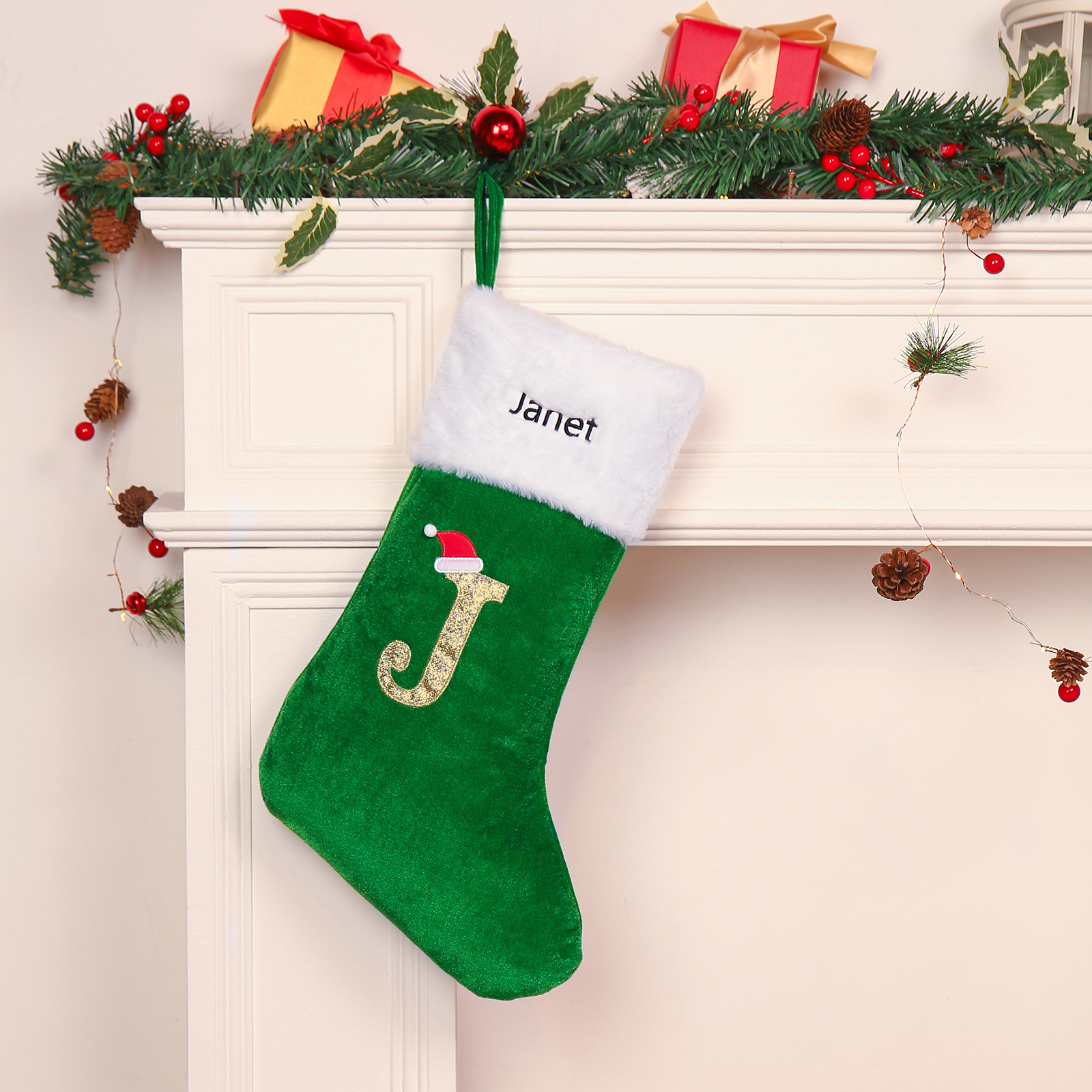 Christmas Letter Stockings Ornaments Custom 1 Name Fireplace Sock Decor Personalised Gifts for Family Friends-Jessemade AU