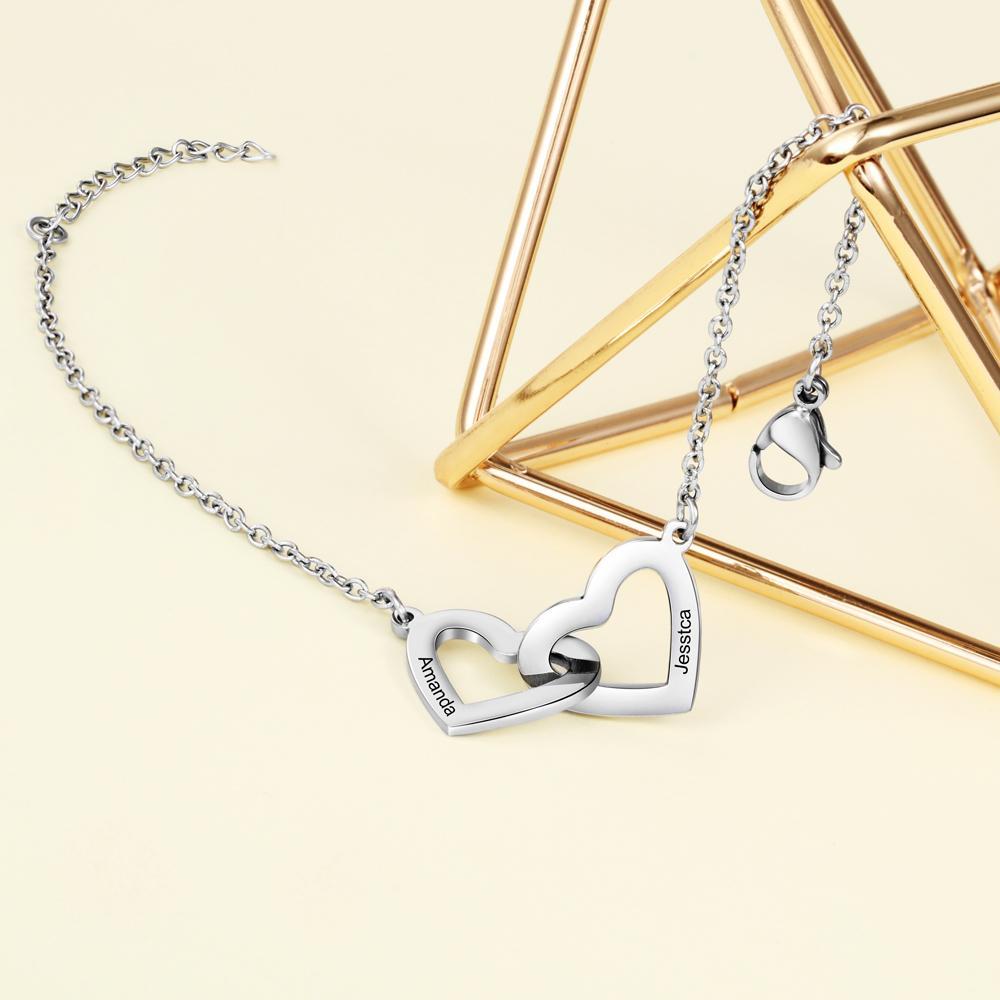 Custom Heart Bracelet With 2 Names Bracelet-Jessemade AU