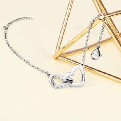Custom Heart Bracelet With 2 Names Bracelet-Jessemade AU