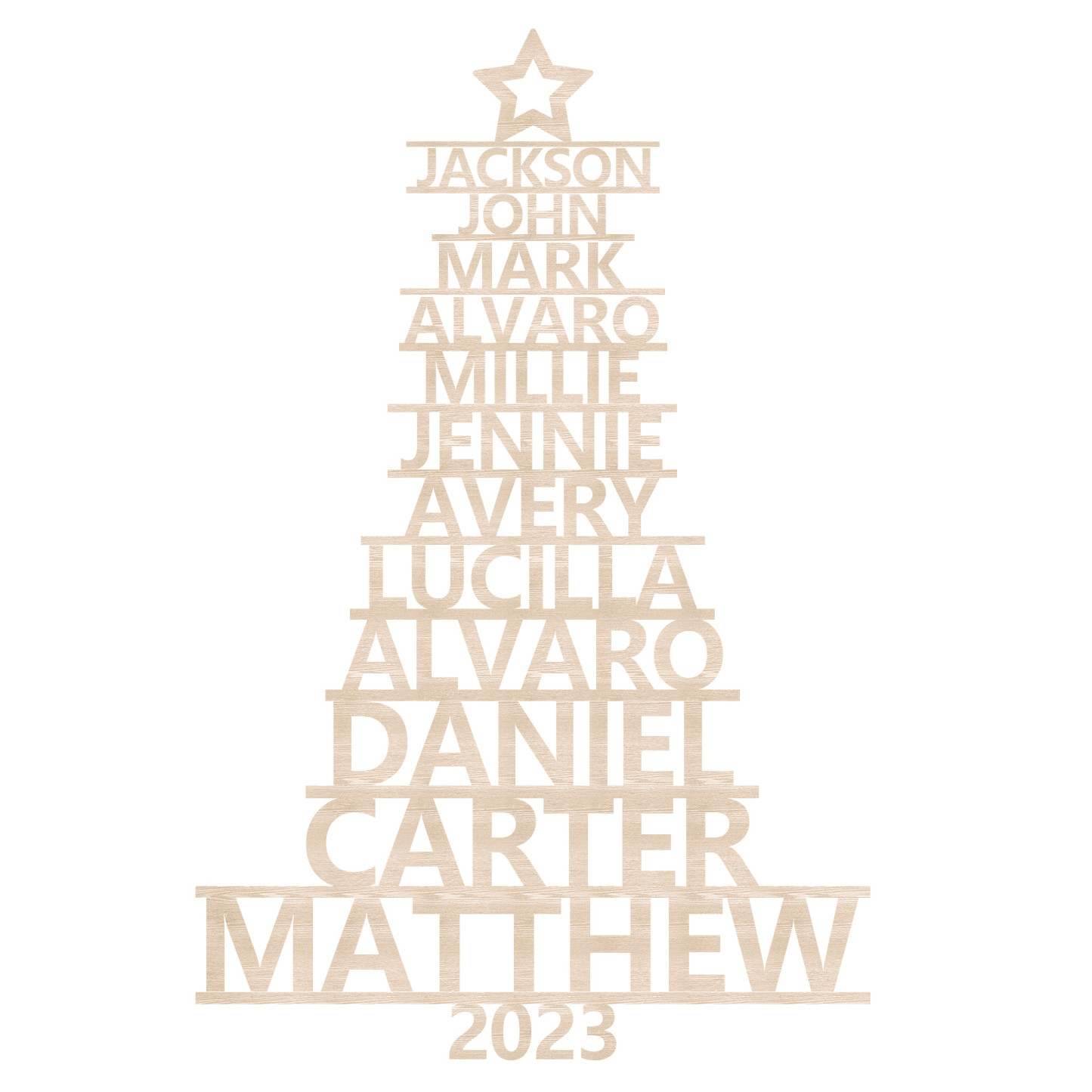 12 Names - Personalised Christmas Tree Ornaments Customised Name Xmas Wooden Decor Gifts for Family Friends-Jessemade AU