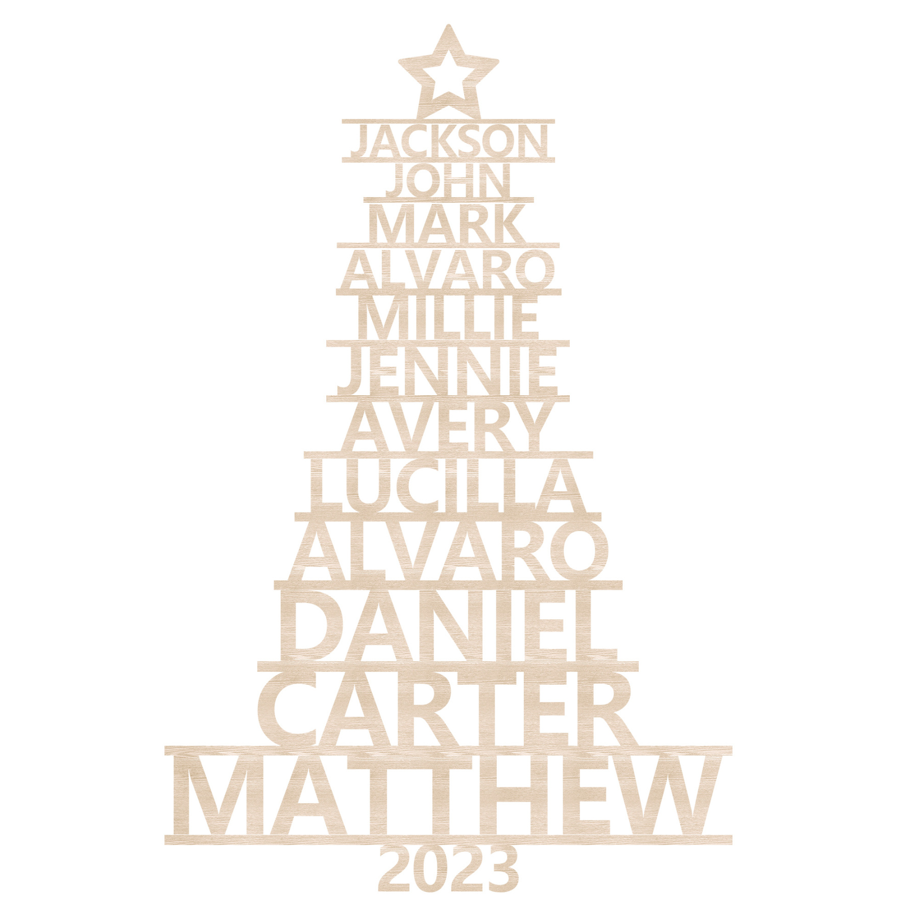 12 Names - Personalised Christmas Tree Ornaments Customised Name Xmas Wooden Decor Gifts for Family Friends-Jessemade AU