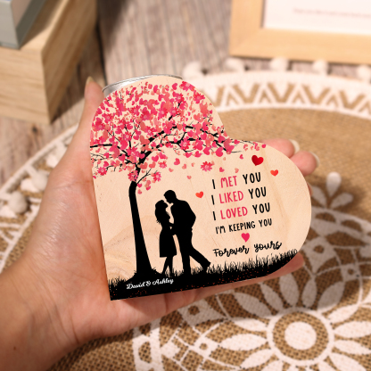 Personalised Couple Candle Holder Custom 2 Names Wooden Candlesticks Heart Valentine's Day Gifts for Wife/Girlfriend-Jessemade AU