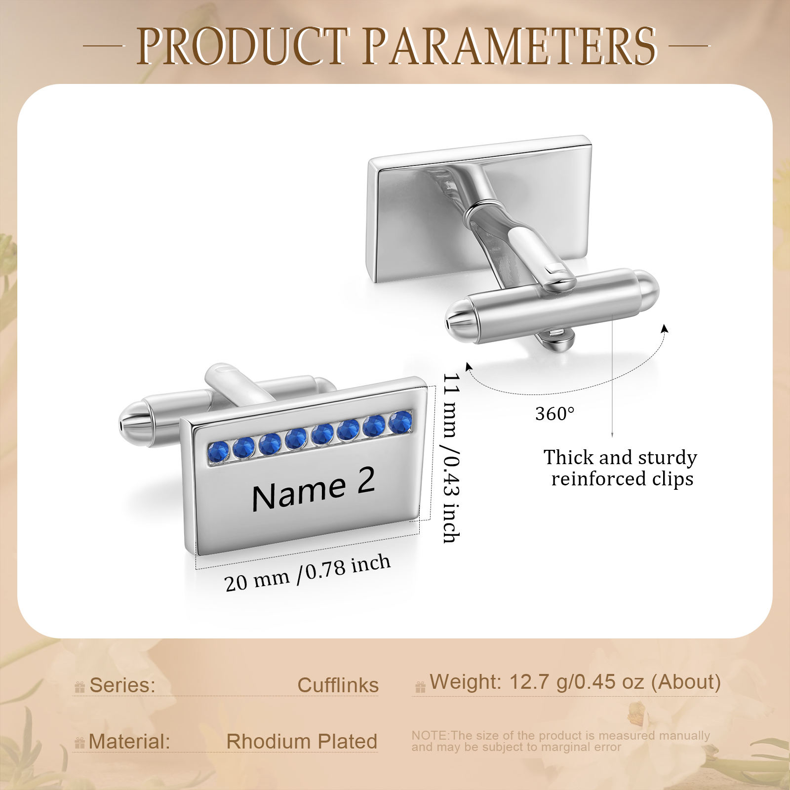 Personalised Men's Cufflinks Custom 2 Names Metal Cufflinks Copper Wedding Gift for Him-Jessemade AU