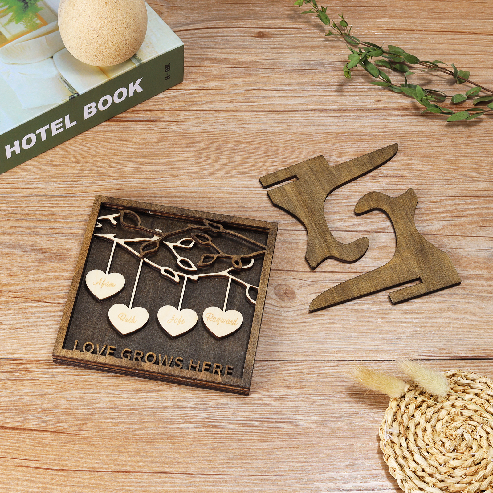 Custom Family Tree Sign Engrave 8 Names Wooden Family Frame Home Decor-Jessemade AU