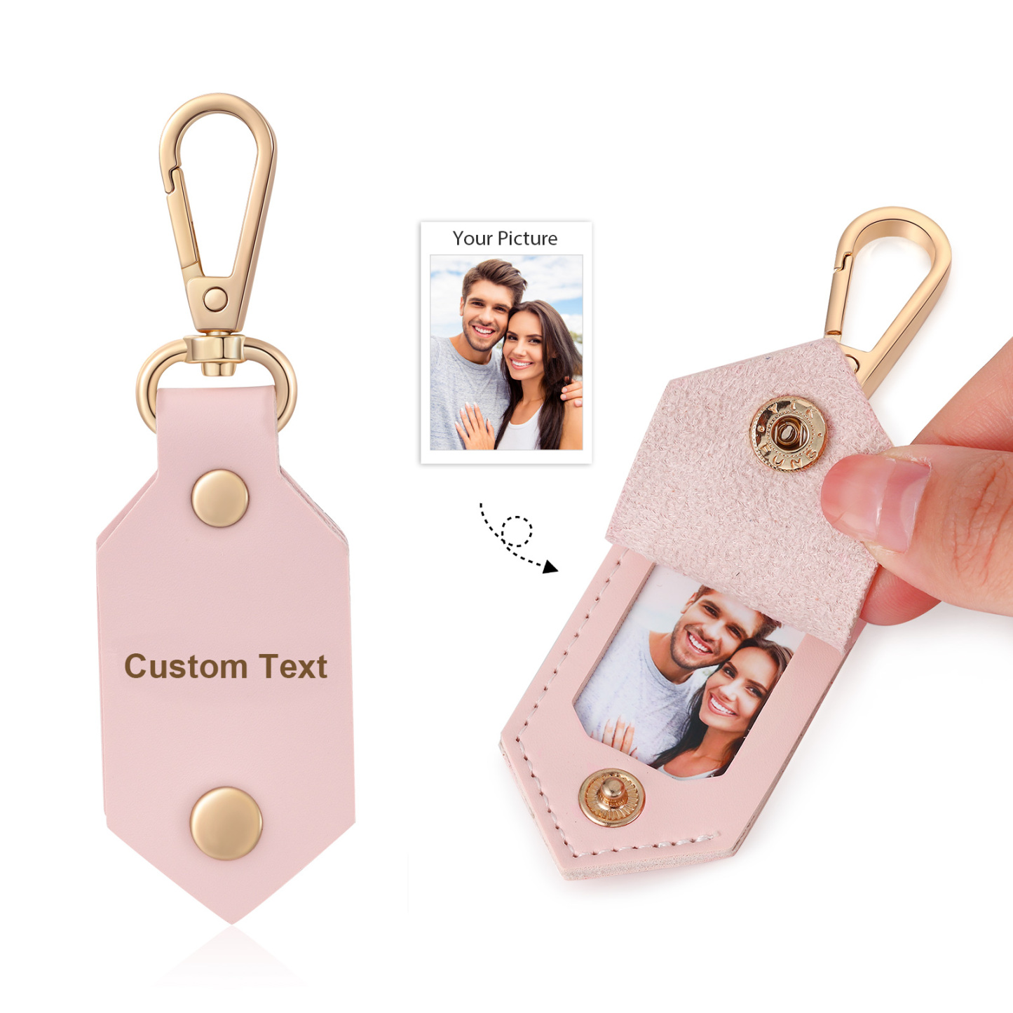 Personalised Photo Keychain Customised with Text Leather Keyring Couple Keychain Gift for Him/her-Jessemade AU