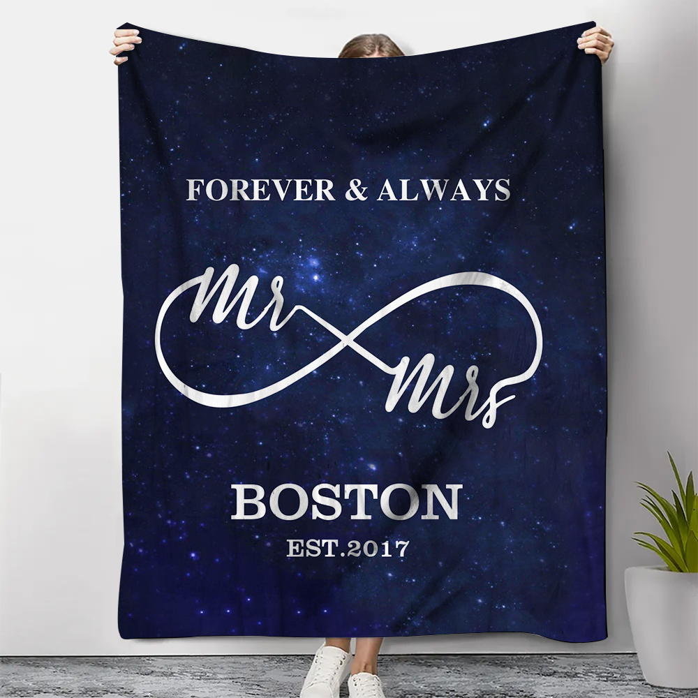Personalised Couple Blanket Customised 2 Names & Date Blanket Infinity Valentine's Day Gift for Him/Her-Jessemade AU