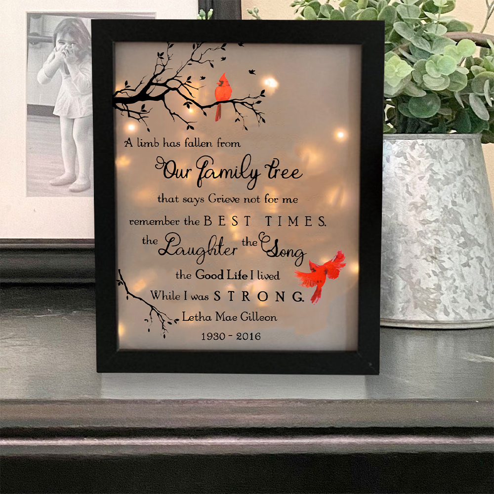 Personalised Cardinal Frame A Limb Has Fallen Lighted Shadow Box Memorial Gifts-Jessemade AU