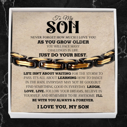 To My Son Cuban Link Bracelet Stainless Steel Bracelet Warm Gift for Son - I'll Be With You Always & Forever-Jessemade AU