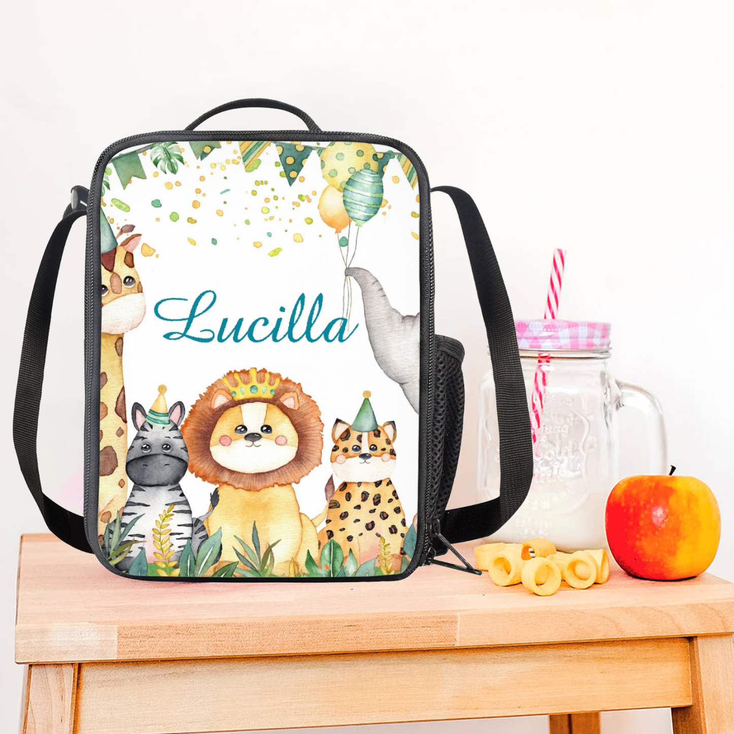 Custom Name Lunch Bag Personalised Cartoon Animals Lunch Box  Gifts for Kids-Jessemade AU