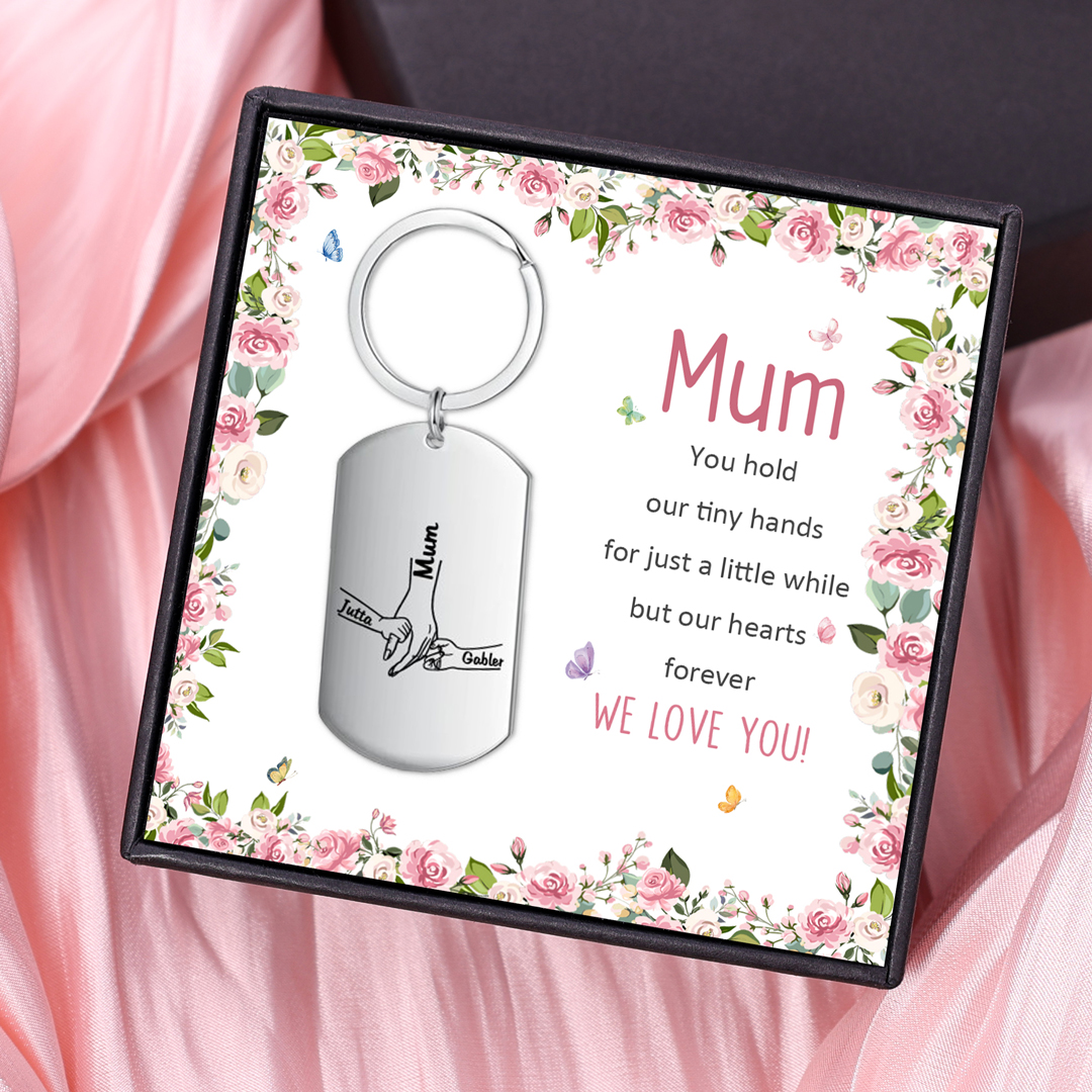 3 Names - Personalised Name Keychain Holding Hands Keychain Mother's Day Gifts For Grandma/Mother-Jessemade AU