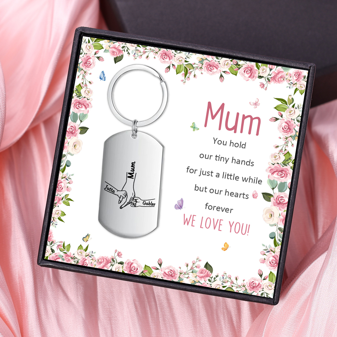 3 Names - Personalised Name Keychain Holding Hands Keychain Mother's Day Gifts For Grandma/Mother-Jessemade AU