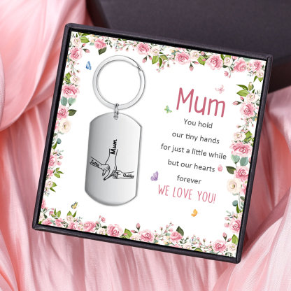 3 Names - Personalised Name Keychain Holding Hands Keychain Mother's Day Gifts For Grandma/Mother-Jessemade AU