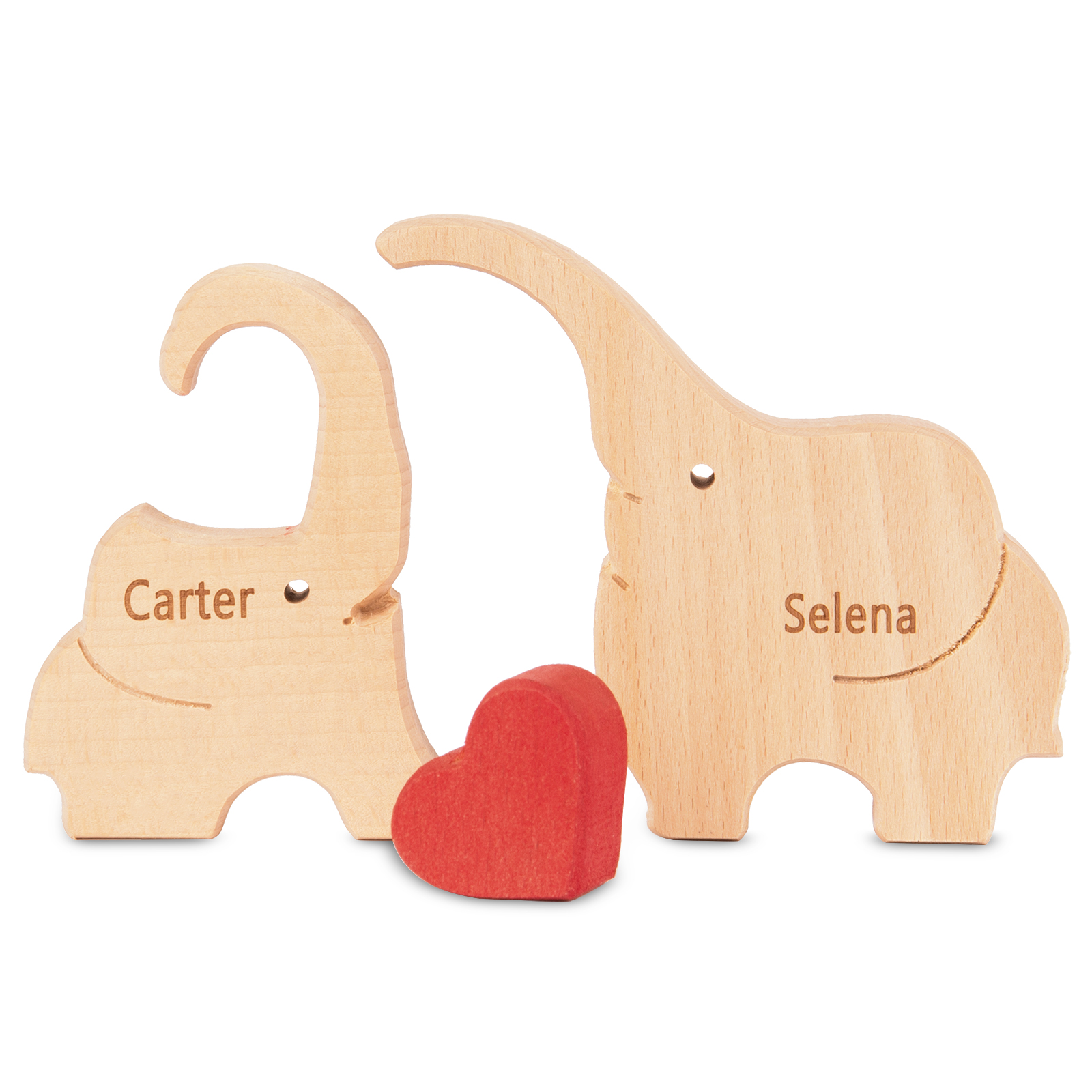 Personalised Wooden Animal Puzzle Custom 2 Names Puzzle Elephant Bear Hedgehog Hug Ornament Gifts for Family Couple-Jessemade AU