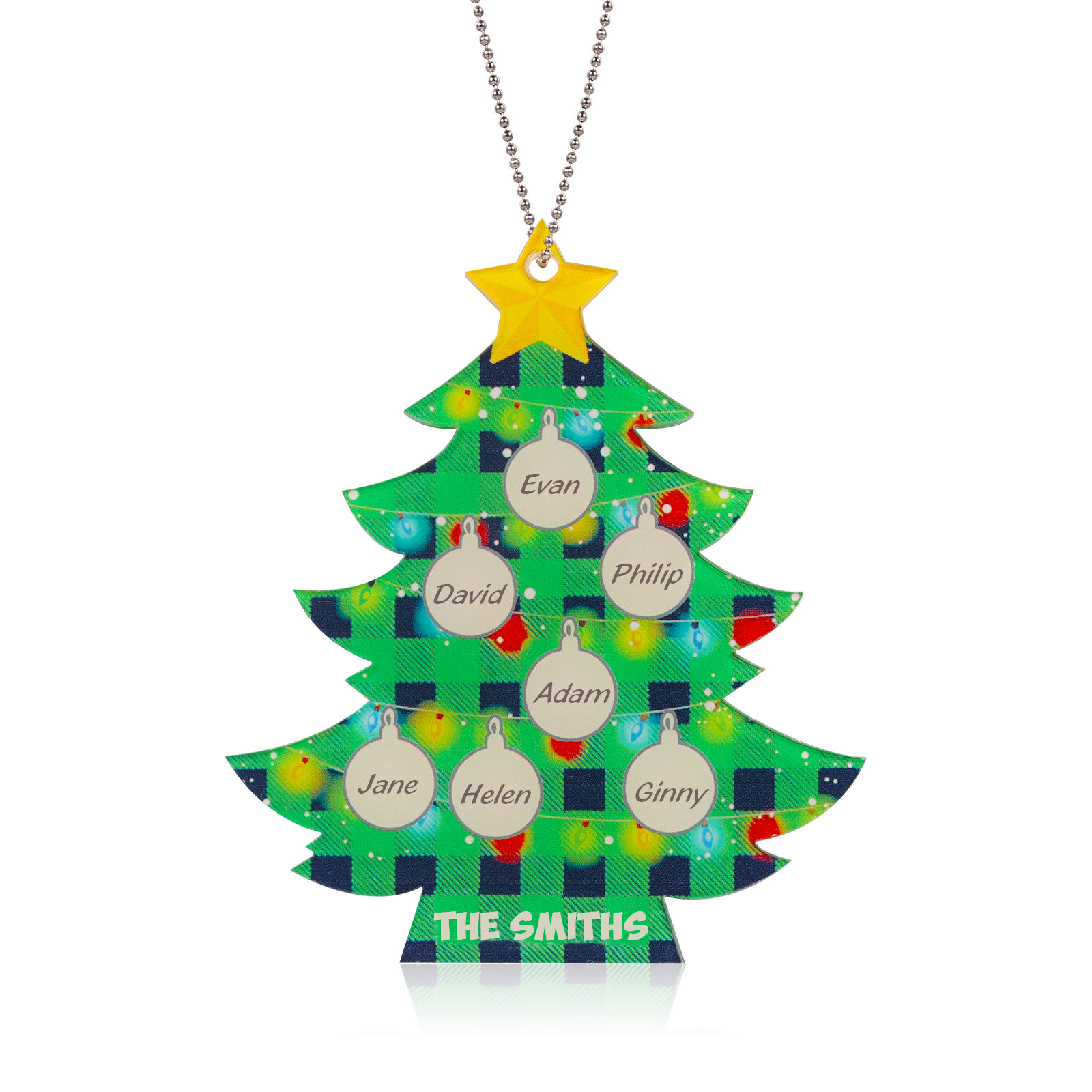7 Names - Personalised Acrylic Christmas Tree Ornaments Customised Text & Name Xmas Pendant Gifts for Family Friends-Jessemade AU